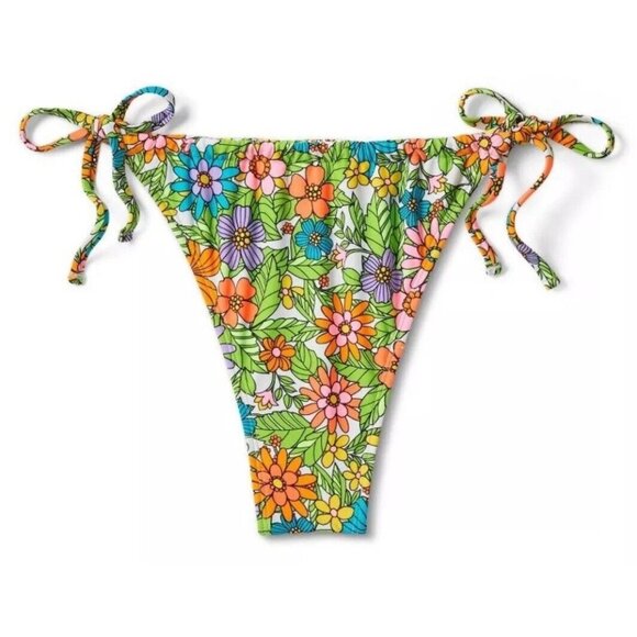 Wild Fable Multi Floral Side-Tie Ultra High Leg Cheeky Bikini Swim Bottom - Picture 4 of 7